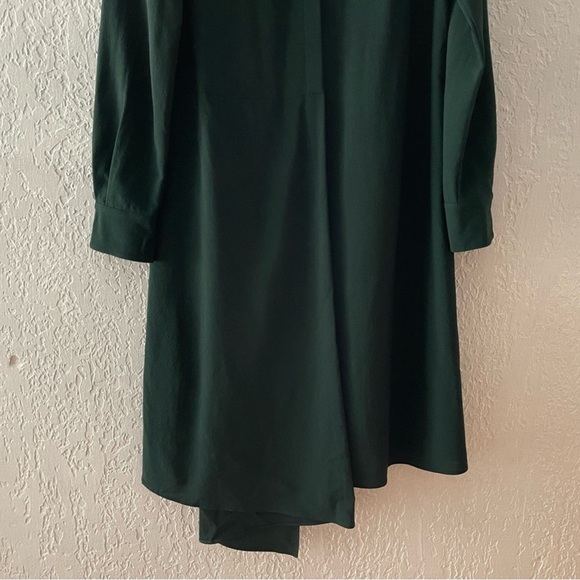 Akris Midi Dress Shirtdress Wool Emerald Green Asymmetrical Classic Minimal 10 - Picture 8 of 12